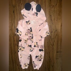 H&M Pink Minnie Mouse Hooded One-Piece 6-9 M
